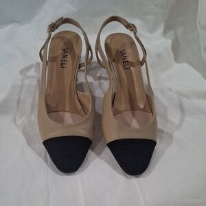 Vaneli Women's Cream and Black Heels Elegant Design Size 7